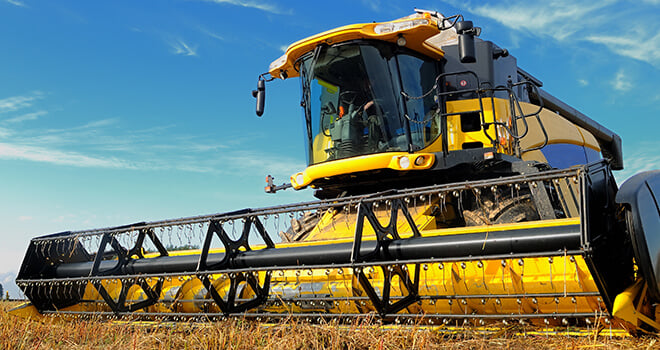 Combine with Harvester Header